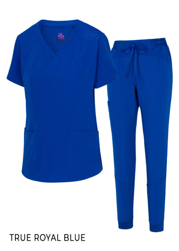 ROYAL BLUE NATURAL WOMAN’S COOL STRETCH JOGGER SCRUB SETS