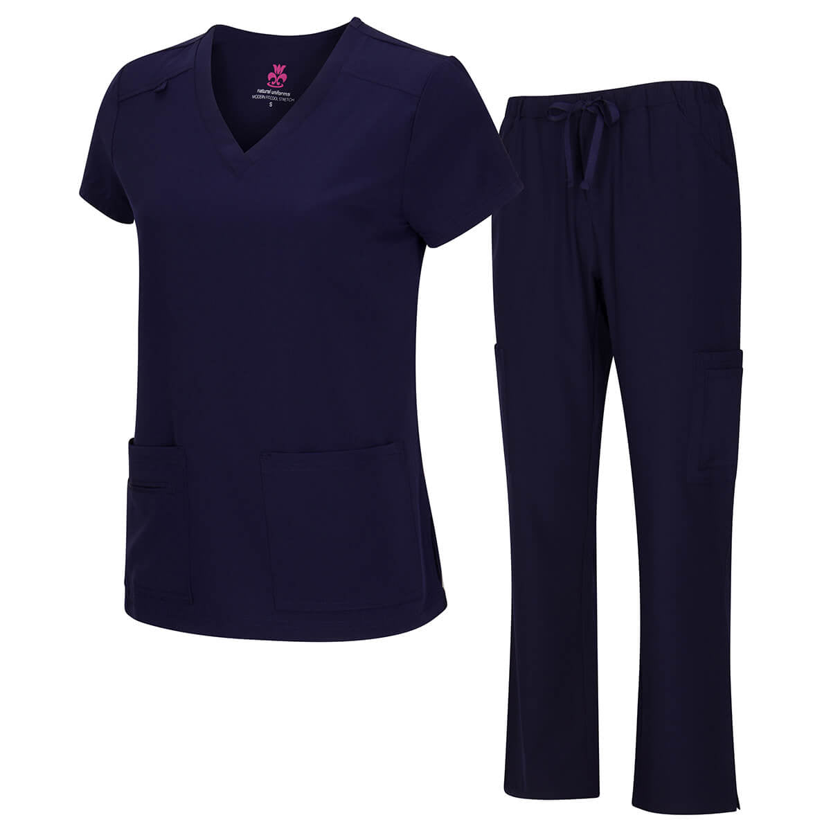 True Navy Blue ~Women’s Stretch V-Neck Cargo Top and Pant Set