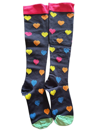 COLORFUL HEARTS COMPRESSION SOCKS