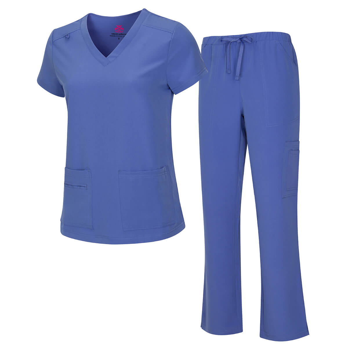 Ceil Blue~ Natural Women’s Cool Stretch V-Neck Cargo Top and Pant Set