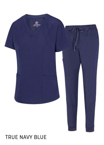 TRUE NAVY BLUE NATURAL WOMAN’S COOL STRETCH JOGGER SCRUB SETS